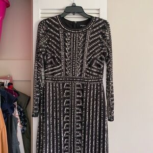 Elegant Black and Silver beaded Embellished Dress